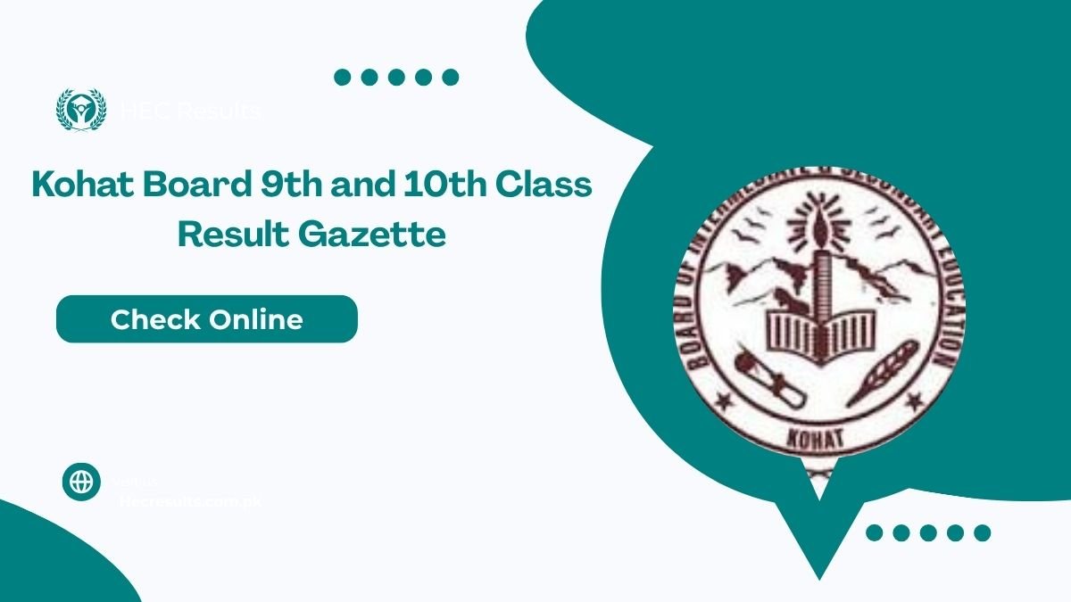 Kohat Board 9th and 10th Class Result Gazette 2025 [ DMC ]
