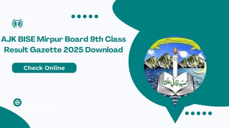 AJK BISE Mirpur Board 9th Class Result Gazette 2025 Download