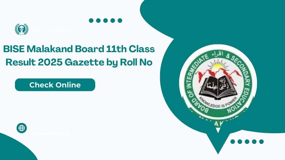 BISE Malakand Board 11th Class Result 2025 Gazette by Roll No