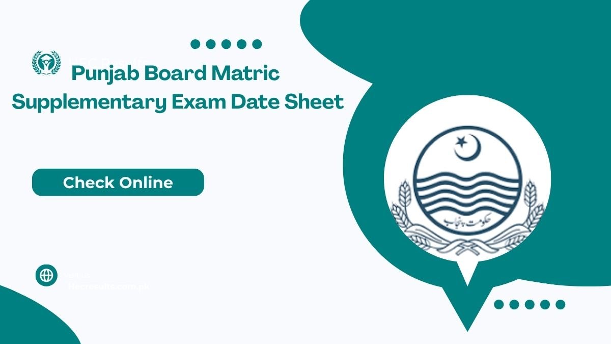 Punjab Board Matric Supplementary Exam Date Sheet 2025